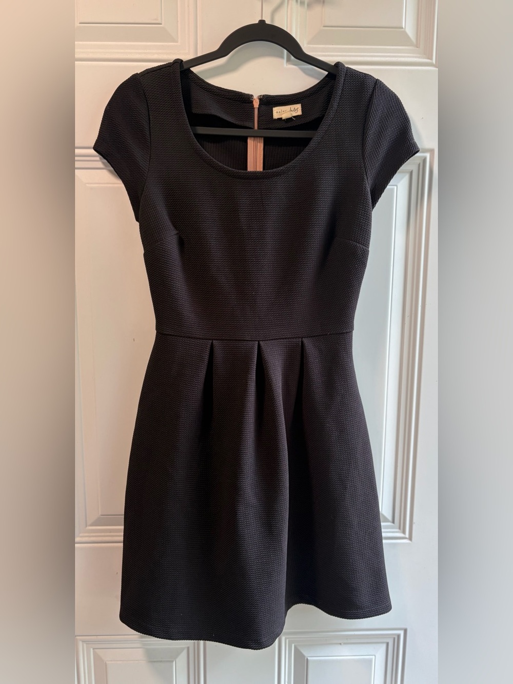 Maison Jules Black Textured Fit & Flare Mini Dress